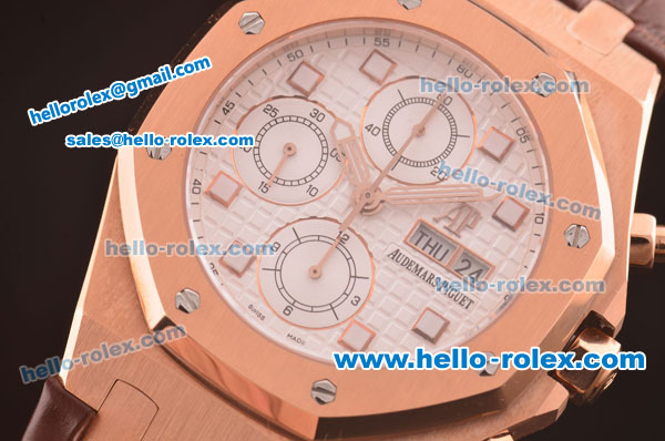 Audemars Piguet City of Sails Chronograph Swiss Valjoux 7750 Movement Rose Gold Case with White Dial - Click Image to Close